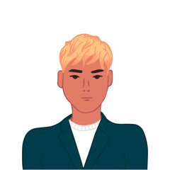 Young man user avatar. Flat stock vector illustration.