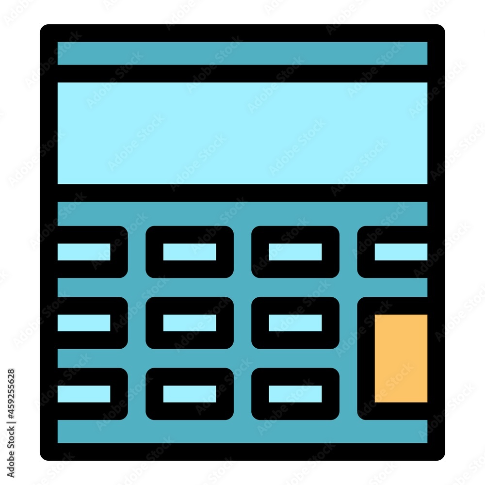 Poster calculating device icon. outline calculating device vector icon color flat isolated