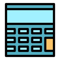 Calculating device icon. Outline calculating device vector icon color flat isolated