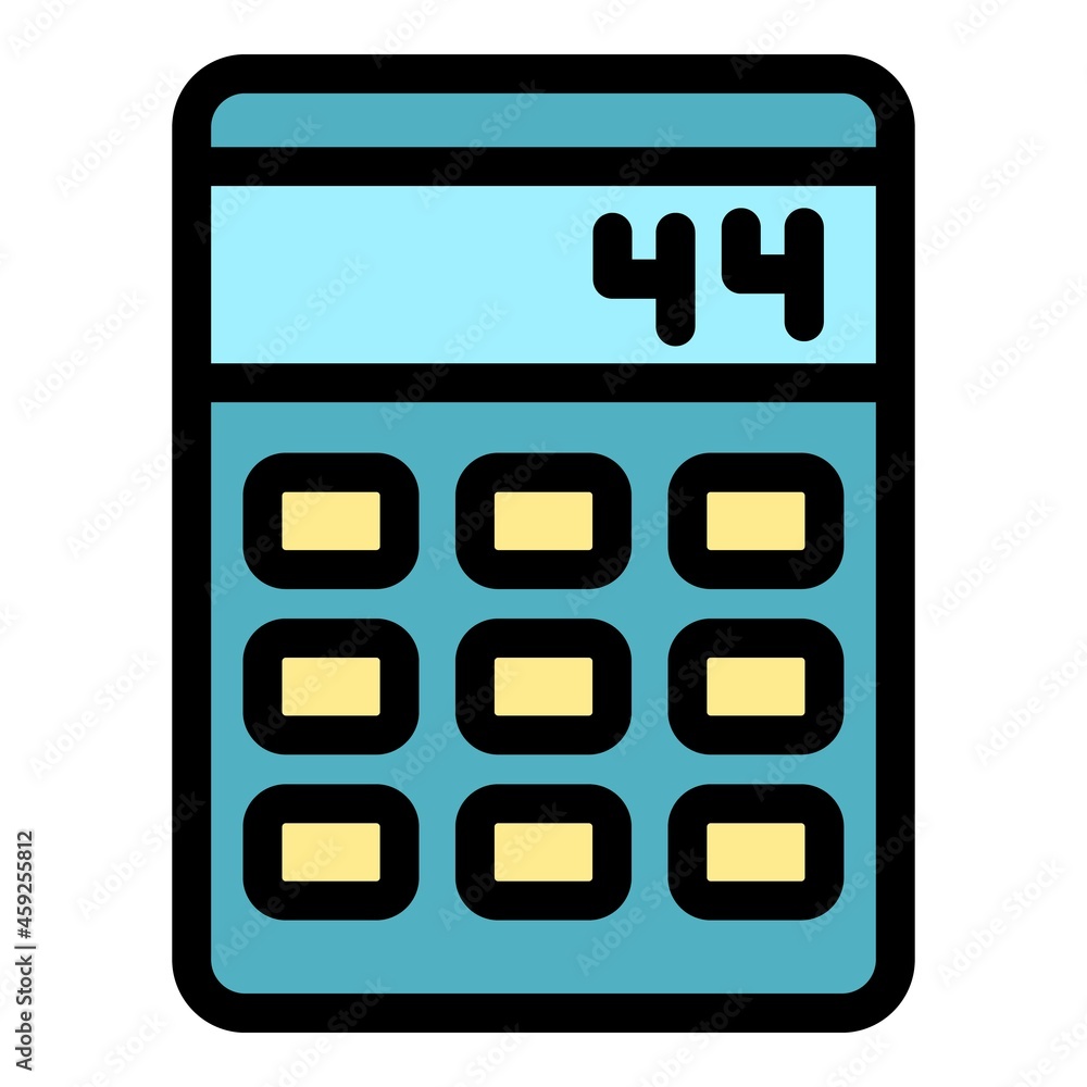 Poster calculator machine icon. outline calculator machine vector icon color flat isolated