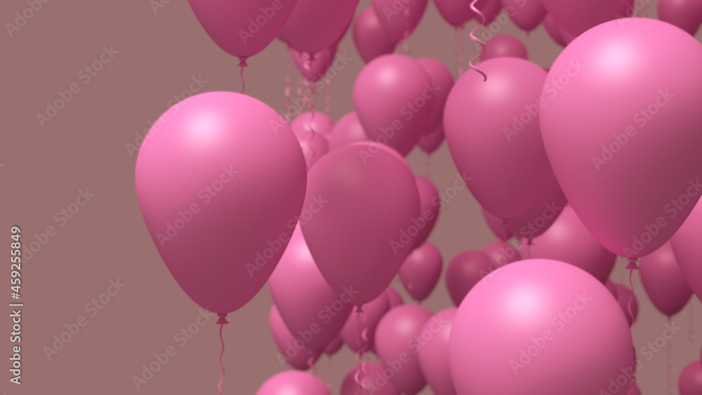 Canvas Prints pink balloons close up image blank background. celebration 3d illustration