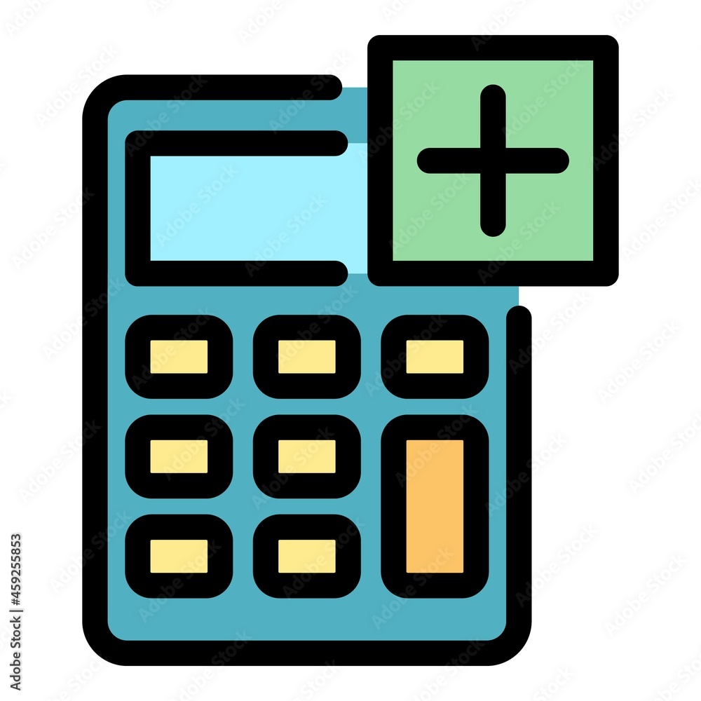 Poster sum calculator icon. outline sum calculator vector icon color flat isolated