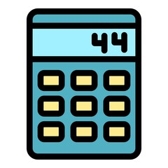 Calculator machine icon. Outline calculator machine vector icon color flat isolated