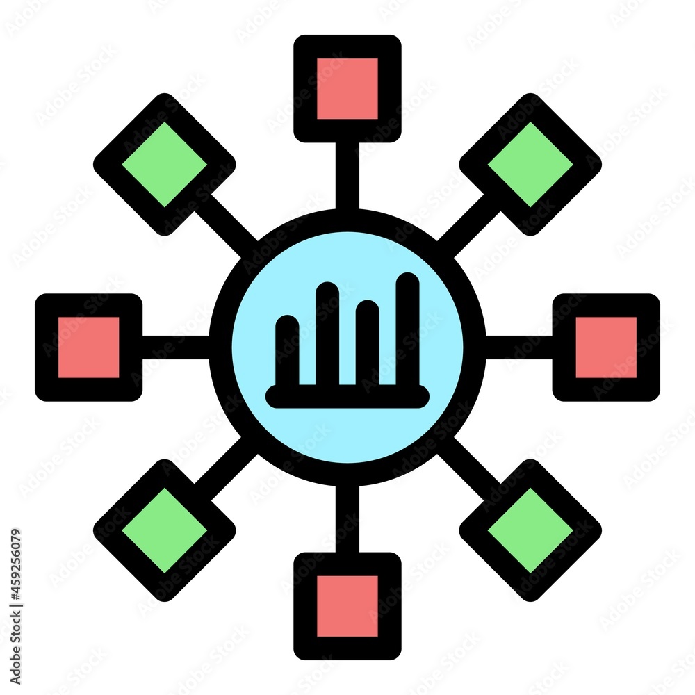 Poster trader scheme flower icon. outline trader scheme flower vector icon color flat isolated