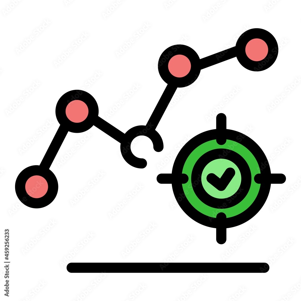 Poster trader graph target icon. outline trader graph target vector icon color flat isolated