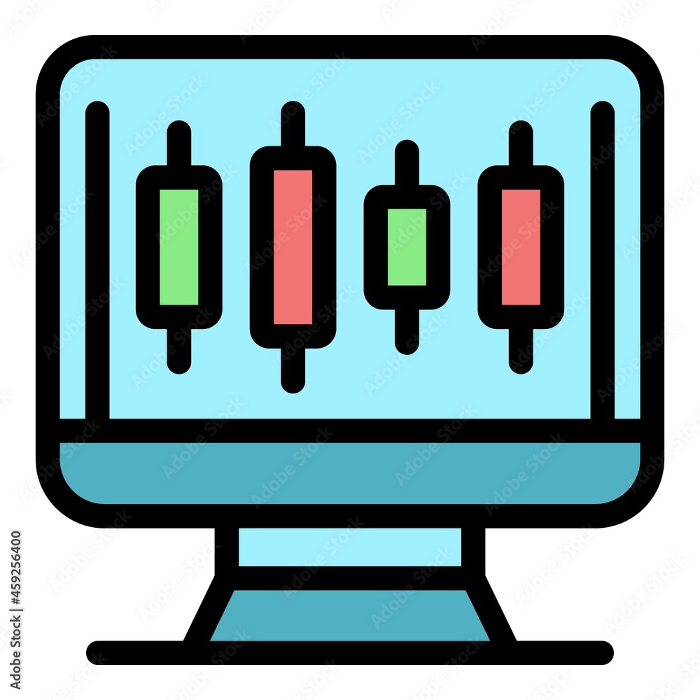 Poster professional trader screen icon. outline professional trader screen vector icon color flat isolated