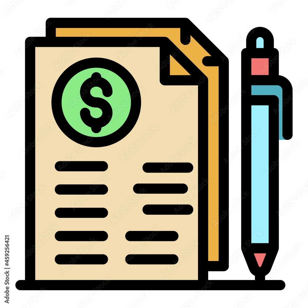 Poster trader documents icon. outline trader documents vector icon color flat isolated