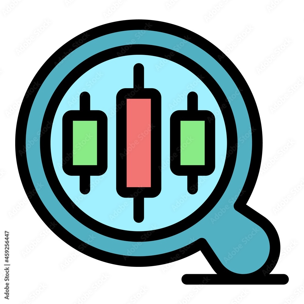 Poster trader magnifier icon. outline trader magnifier vector icon color flat isolated