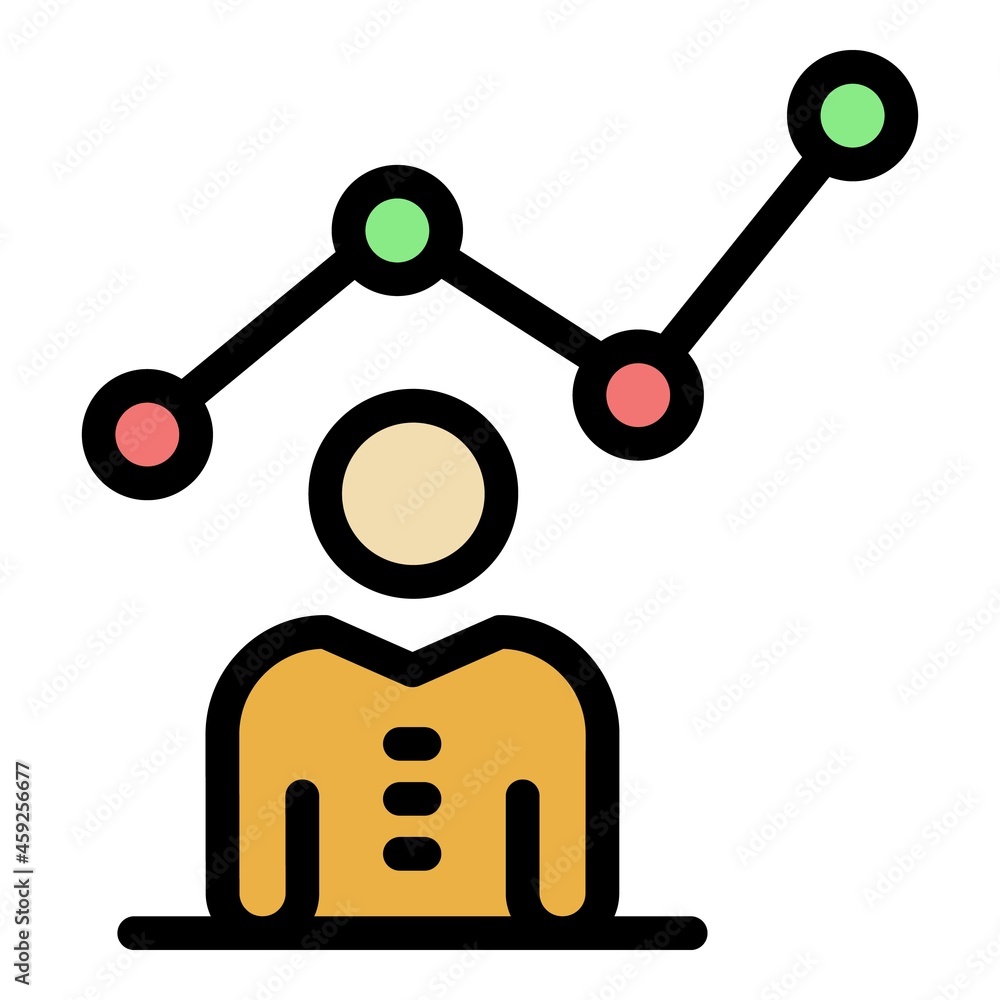 Poster broker graph work icon. outline broker graph work vector icon color flat isolated