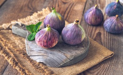 Fresh figs on the wooden board