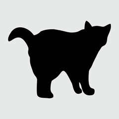 Cat Silhouette, Cat Isolated On White Background