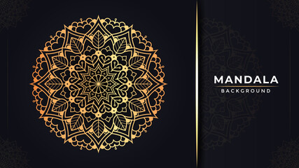 Luxury Mandala Background Design with Golden Color Arabic Islamic Style Decoration.
