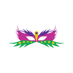 A carnival mask. Masquerade mask in the style and colors of the Mardi Gras carnival. Vector illustration isolated on a white background for design and web.