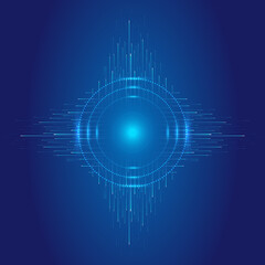 Luminescent dot coil with ray Internet technology background