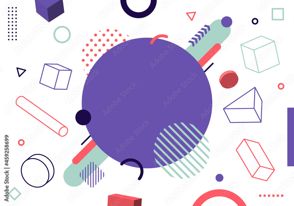 Poster abstract modern geometric pattern 3d elements minimal covers design on white background