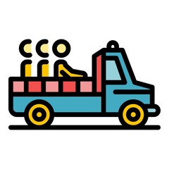 Illegal immigrants pickup icon. Outline illegal immigrants pickup vector icon color flat isolated