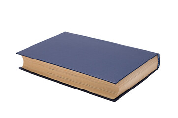 One blue book, isolated on a white background.