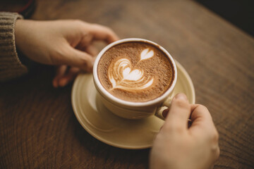 coffee cup with leaf pattern
