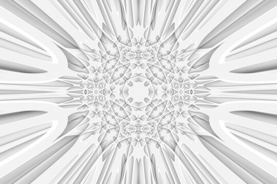 Abstract white elongated spider web pattern, stretched symmetrical pattern. 3D pattern