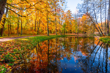 Alexander park in autumn, Pushkin (Tsarskoe Selo), Saint Petersburg, Russia