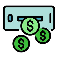 Economy credit coins icon. Outline economy credit coins vector icon color flat isolated