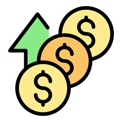 Deposit money icon. Outline deposit money vector icon color flat isolated