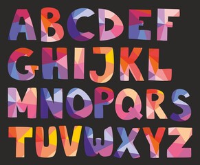 Pastel alphabet vector letters isolated on black background