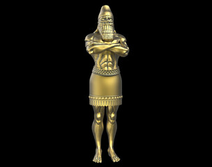 Dream Statue of King Nebuchadnezzar's Gold Golden (Daniel's Prophecies) Presentation 3D Illustration - obrazy, fototapety, plakaty