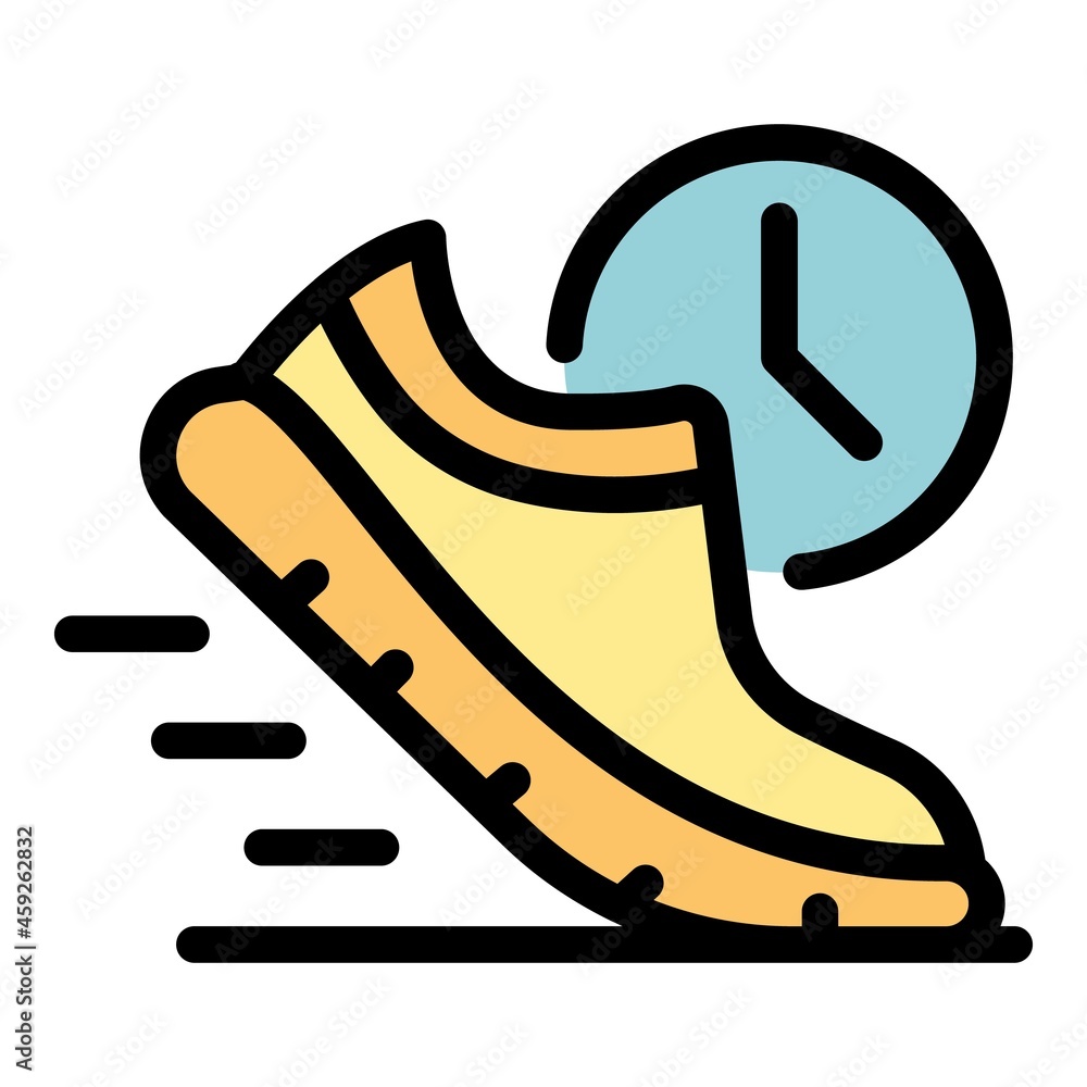 Poster running foot icon. outline running foot vector icon color flat isolated