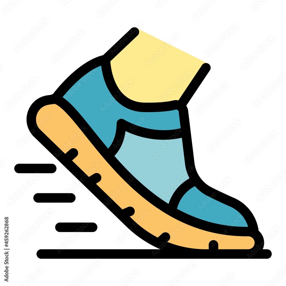 Poster running shoe icon. outline running shoe vector icon color flat isolated