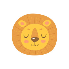 Cute cartoon vector lion isolated clipart. Wild animal illustration design