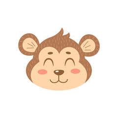 Cute cartoon vector monkey isolated clipart. Wild animal illustration design