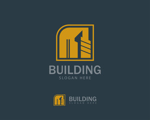 building logo creative city skyline emblem sign symbol business construct