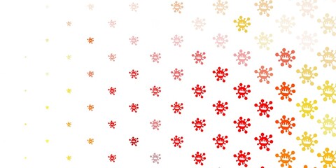 Light red, yellow vector pattern with coronavirus elements.