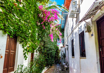 Cosy city street of old town. Marmaris, Turkey