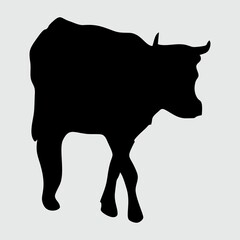 Cow Silhouette, Cow Isolated On White Background