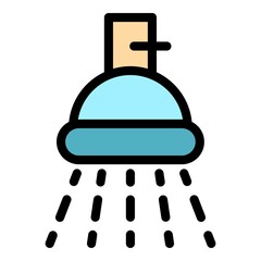 Bathroom shower icon. Outline bathroom shower vector icon color flat isolated