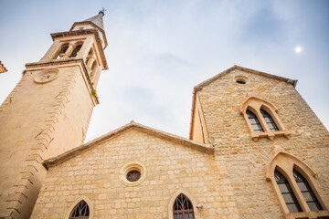 Fototapeta na wymiar Saint Ivan Church in Budva's old town, Montenegro. 