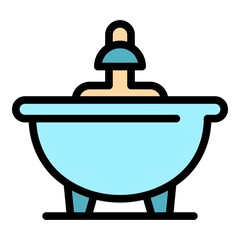 Clean bathtub icon. Outline Clean bathtub vector icon color flat isolated