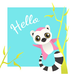 character lemur animal baby card illustration