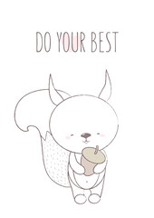 children illustration animal  squirrel postcards cute animals graphic