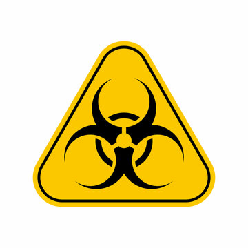 Biohazard symbol, sign of biological threat alert ,Yellow Triangle Caution Symbol, isolated on white background, vector icon