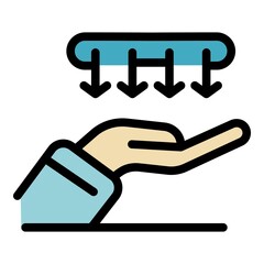 Blow hands icon. Outline blow hands vector icon color flat isolated