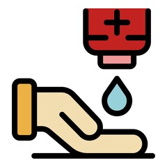 Hands disinfection icon. Outline hands disinfection vector icon color flat isolated