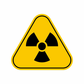 Radiation Hazard Sign. Symbol of radioactive threat alert, Yellow Triangle Caution Symbol, isolated on white background, vector icon