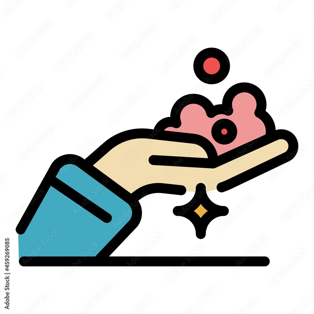 Poster shiny foam hands icon. outline shiny foam hands vector icon color flat isolated