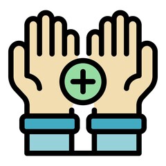Medical hands care icon. Outline medical hands care vector icon color flat isolated