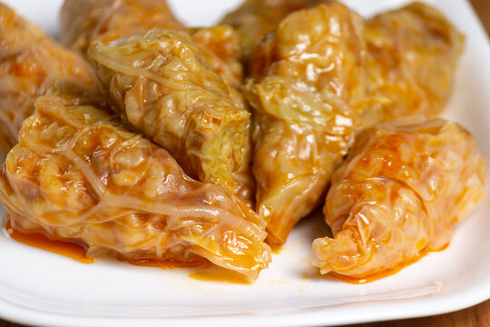 Typical Moldovan and Romanian dish. Cabbage rolls stuffed with meat, rice and vegetables with sour cream. Sarmale.