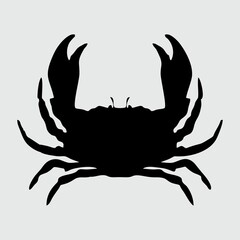 Crab Silhouette, Crab Isolated On White Background