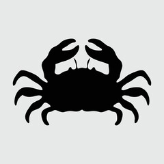 Crab Silhouette, Crab Isolated On White Background